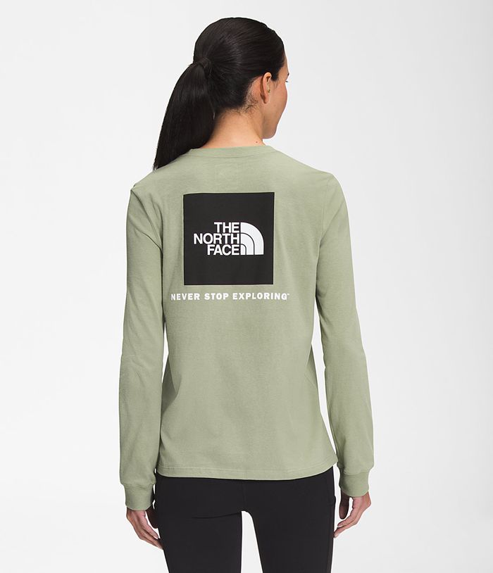 The North Face T-Shirts Πρασινο Γυναικεια Μακρυμανικα Box Nse - Greece 4921TYCRB